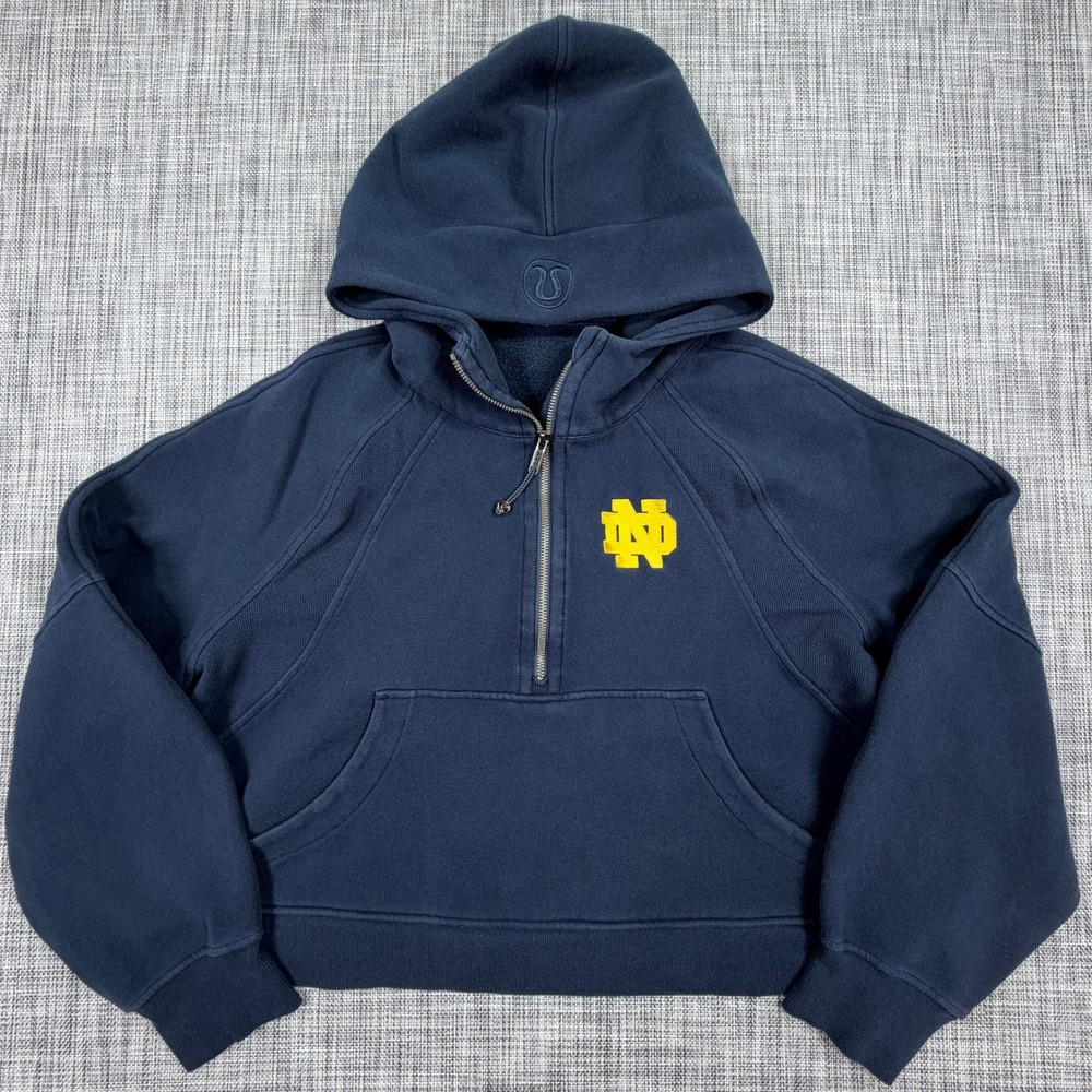 Lululemon Womens Approx M/L Notre Dame Scuba Oversized Half Zip Navy Blue Hoodie